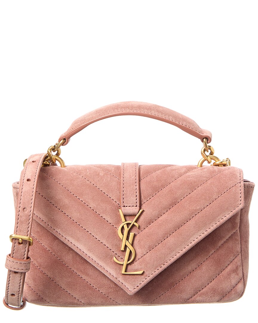 Saint Laurent College Mini Suede Shoulder Bag