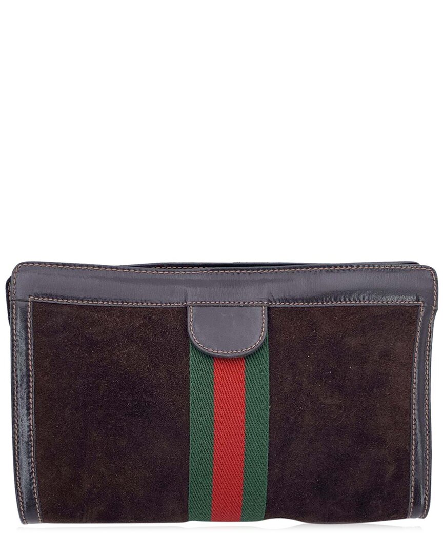 Gucci Brown Suede Clutch (authentic Pre-loved)