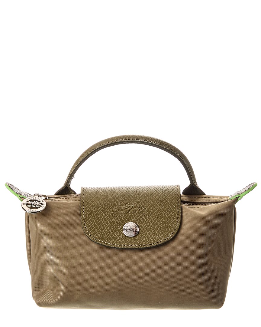 Longchamp Le Pliage Green Canvas Pouch With Handle