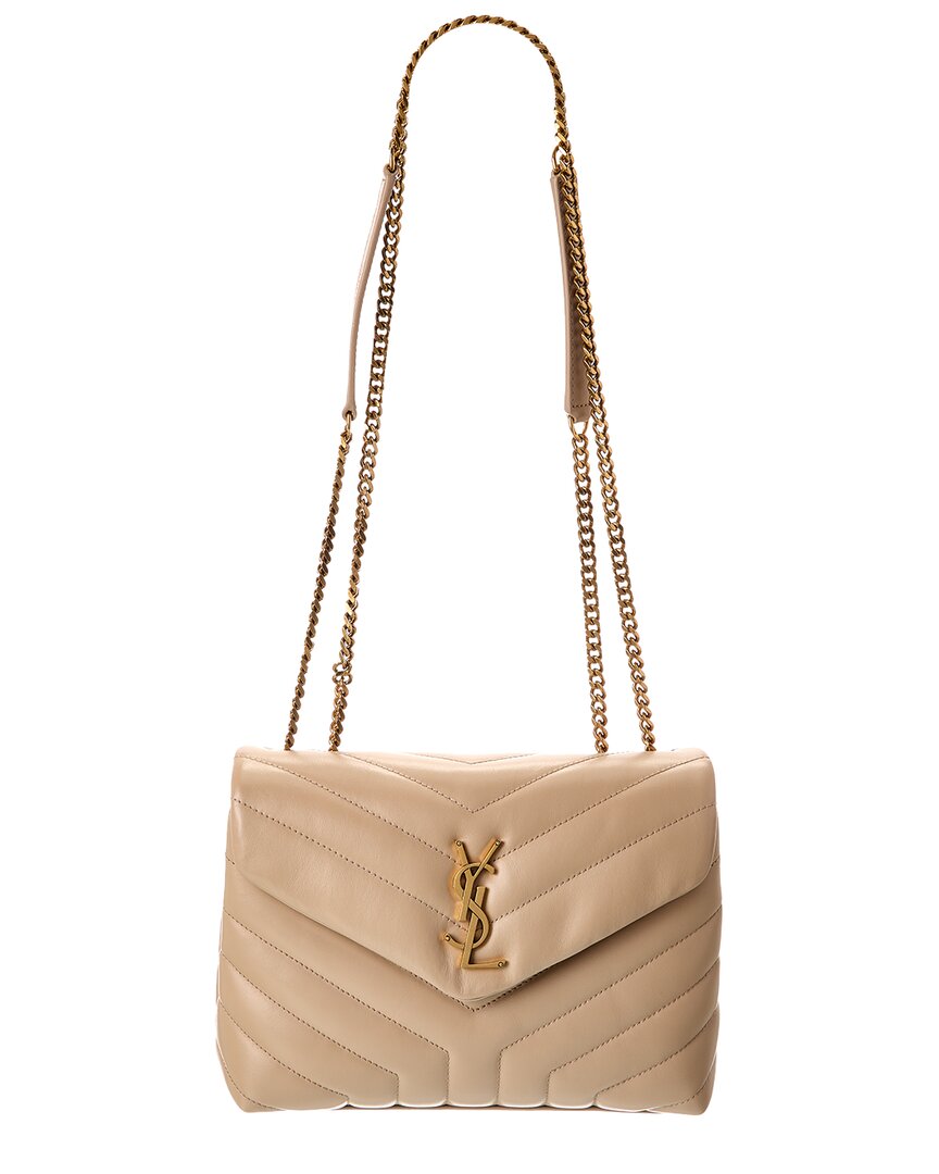 Saint Laurent Small Loulou Chain Leather Shoulder Bag In Orange