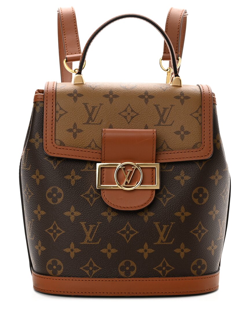 Pre-owned Louis Vuitton Brown Monogram Reverse Coated Canvas Dauphine Backpack Pm (authentic Pre-loved)