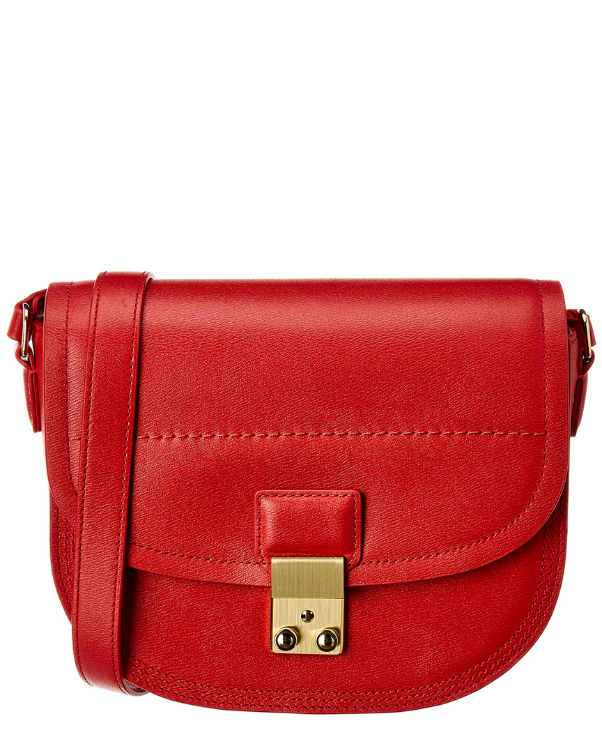 small red leather shoulder bag