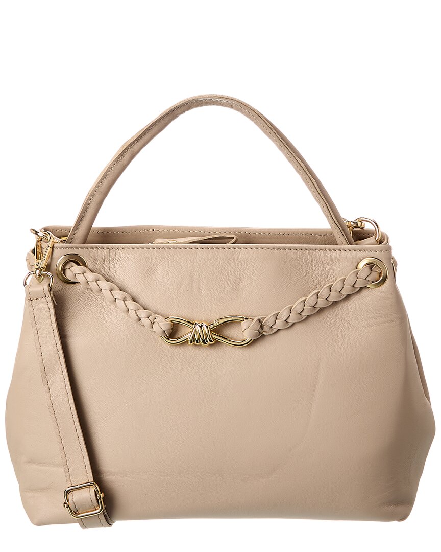 Isabella Rosetti Waverly Ostrich-embossed Leather Tote In Sand