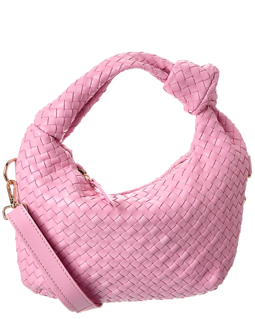 Isabella Rosetti Sylvie Hand-woven Leather Shoulder Bag In Pink