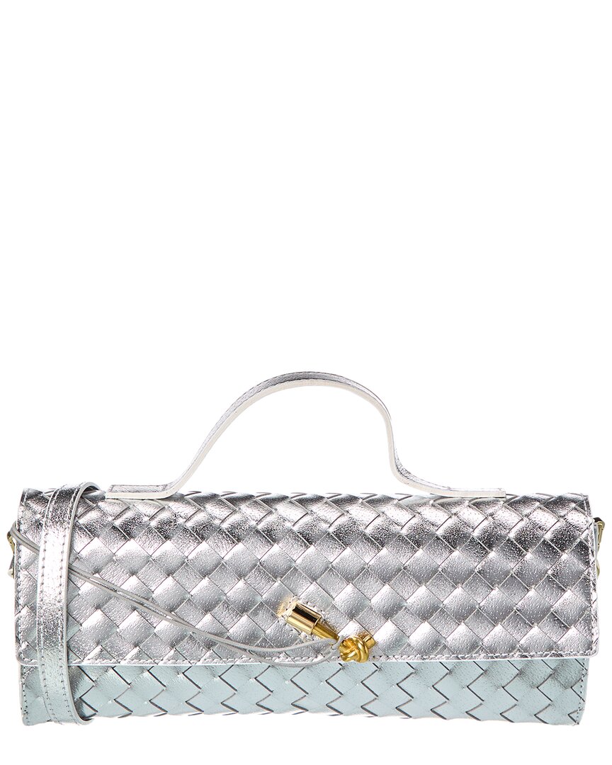 Isabella Rosetti Stella Hand-woven Metallic Leather Clutch
