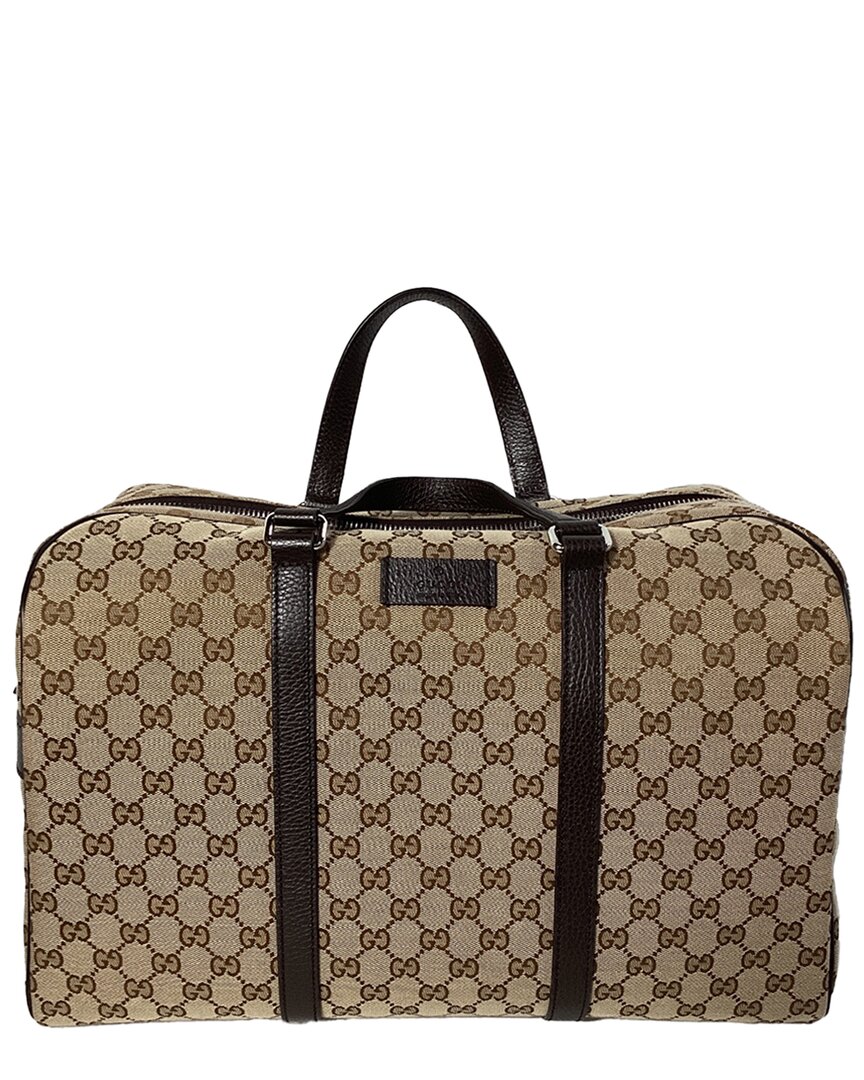 Gucci Medium Boston Duffle Bag In Brown Canvas