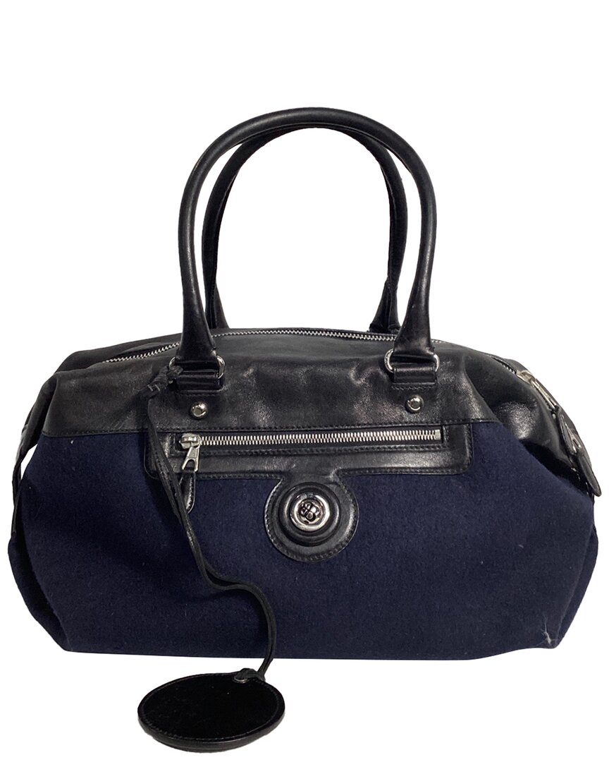 Balenciaga Cha Vre Duffel Bag In Navy Blue Wool