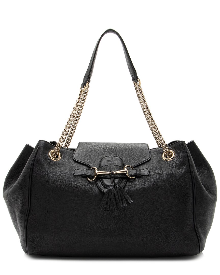 Gucci Black Leather Emily Shoulder Bag (authentic Pre-loved)