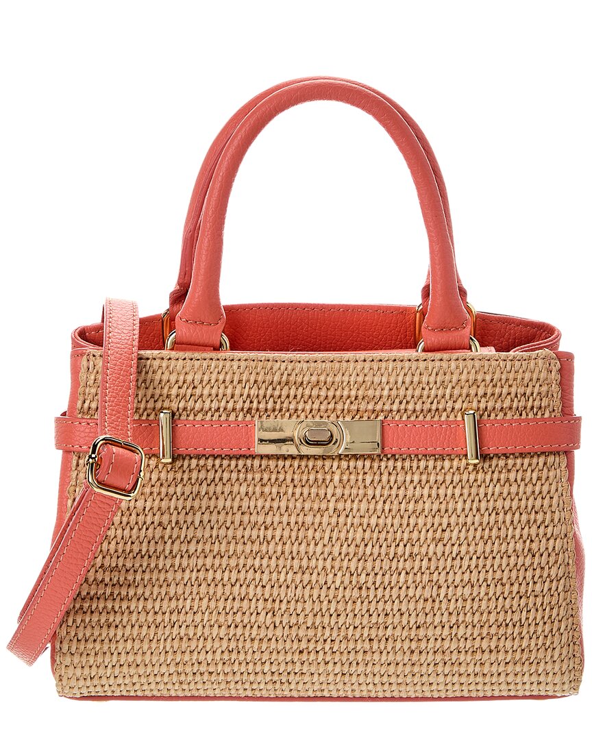 Persaman New York Kate Straw & Leather Satchel In Multi