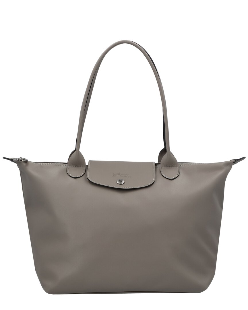 Longchamp Le Pliage Xtra Medium Leather Long Handle Tote In Gray