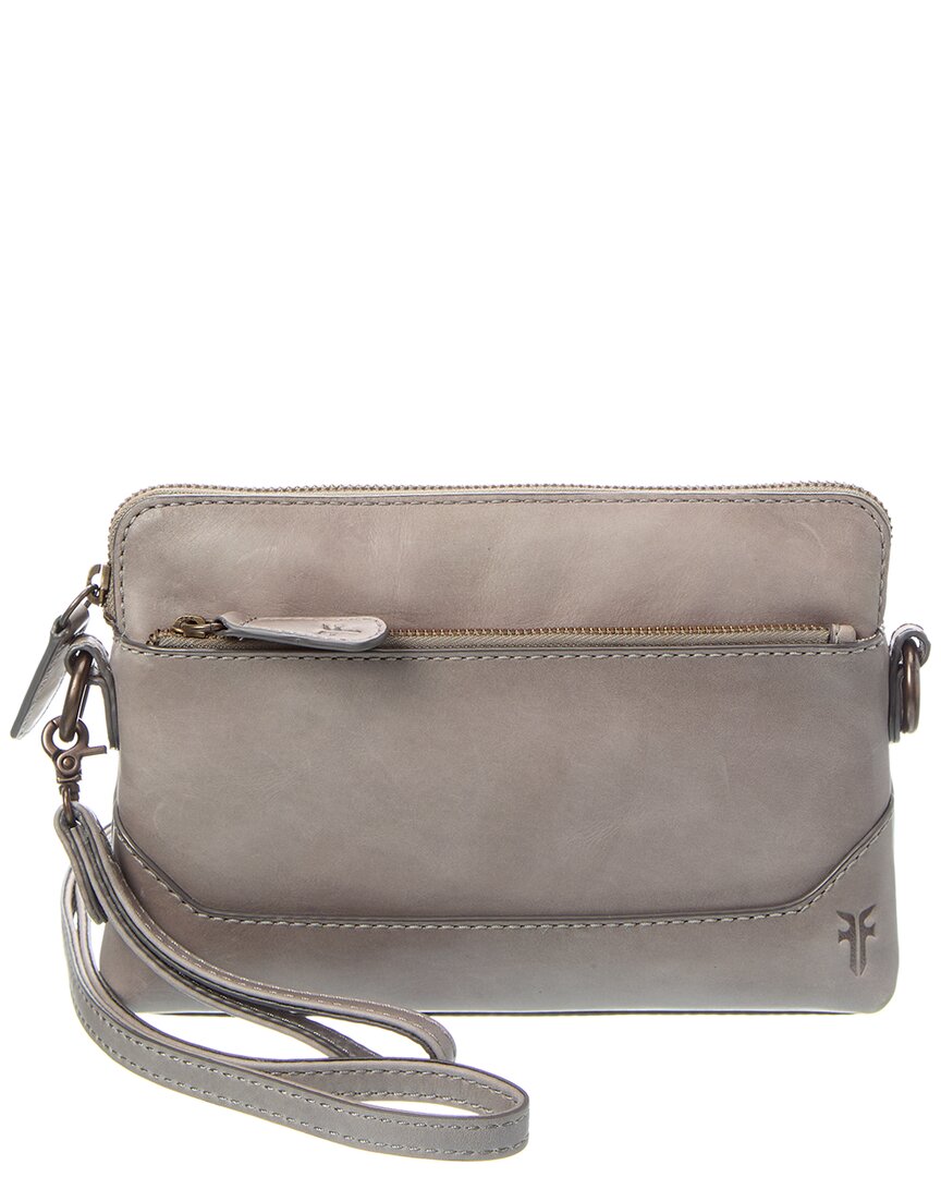 Frye Melissa Leather Crossbody Wristlet In Gray