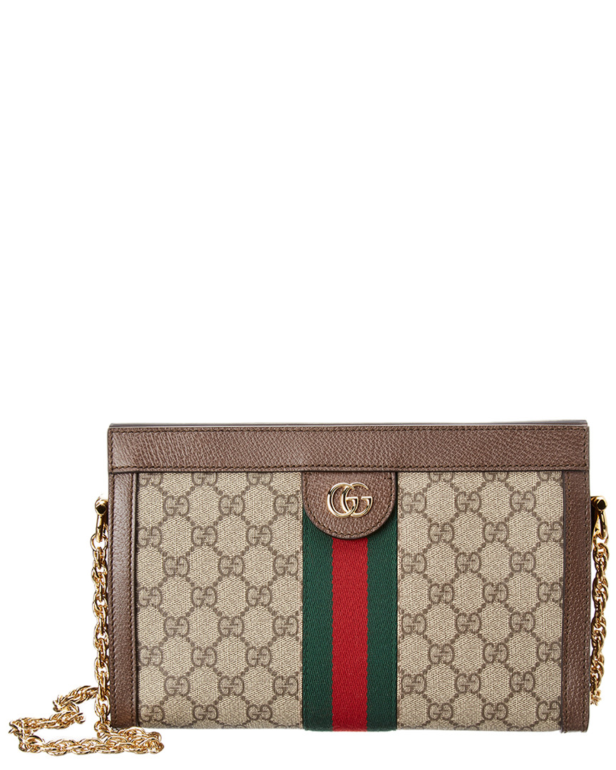 Shop Gucci Ophidia Small Gg Supreme Canvas Shoulder Bag In Brown