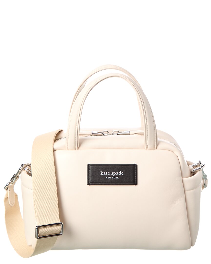 Kate Spade New York Puffed Smooth Leather Satchel In White