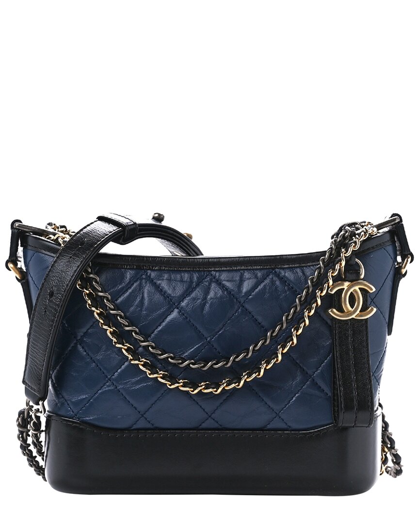 Pre-owned Chanel Navy Leather Gabrielle Hobo Crossbody (authentic Pre-loved)