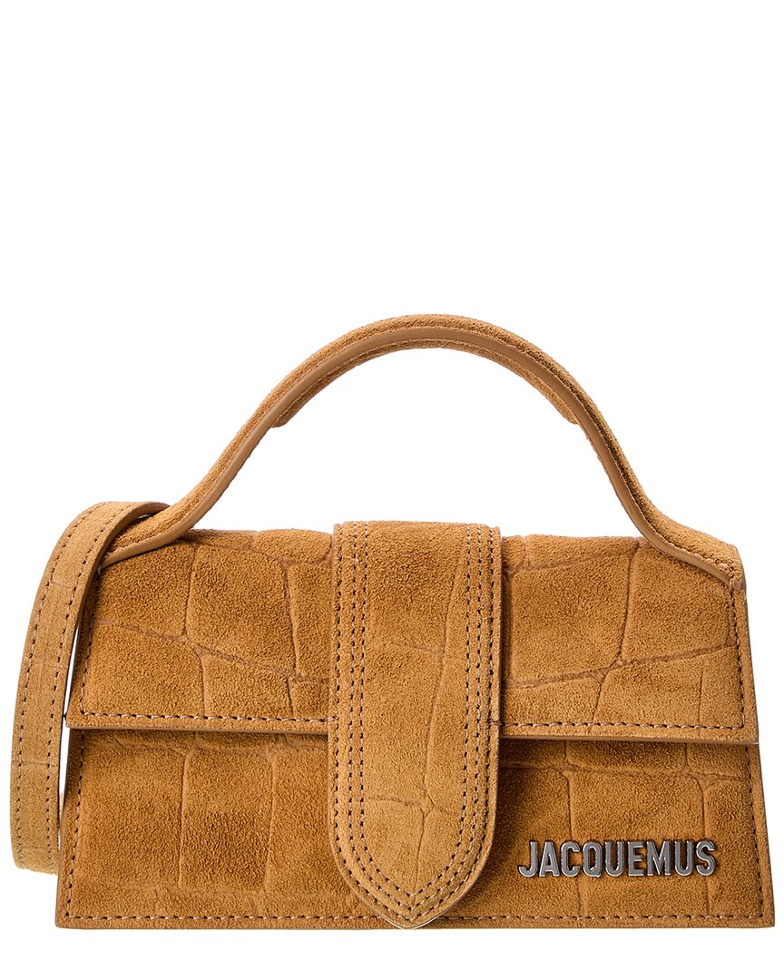 Jacquemus The Bambino Croc-embossed Suede Shoulder Bag