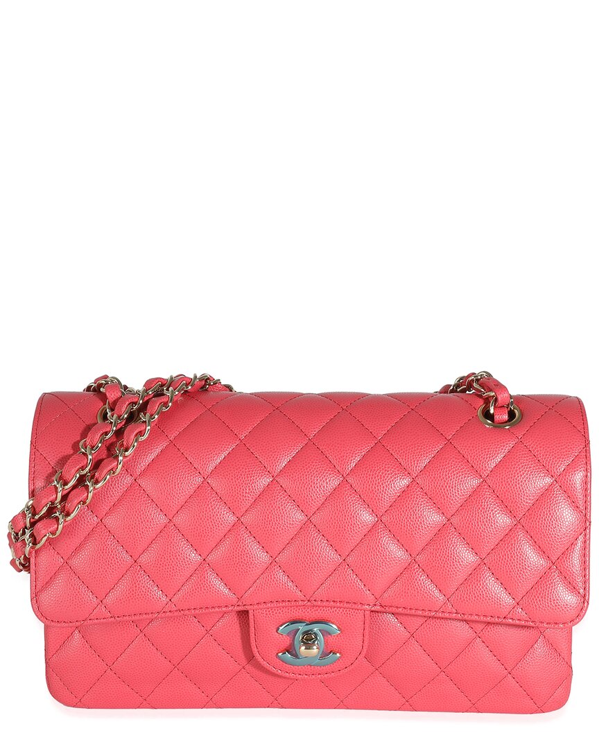 Pre-owned Chanel Pink Quilted Leather Medium Classic Double Flap Handbag (authentic Pre-  Loved)