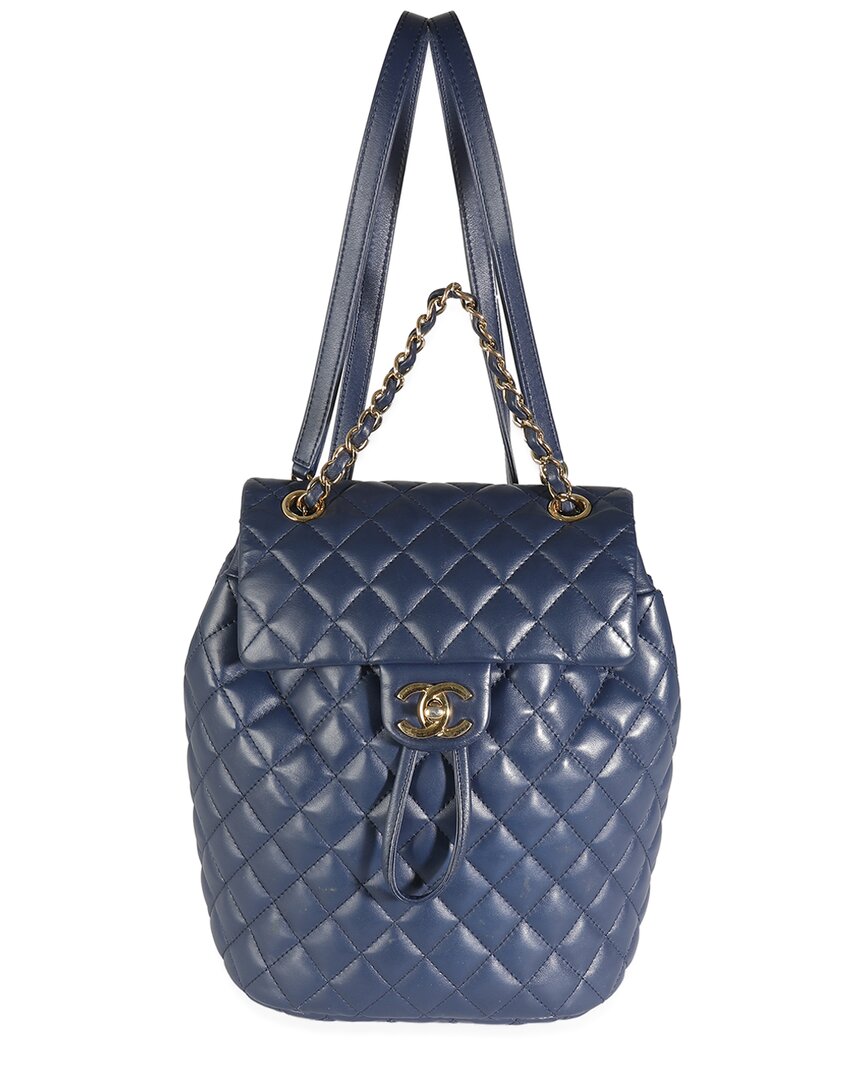 Pre-owned Chanel Blue Quilted Leather Small Urban Spirit Backpack (authentic Pre-loved)