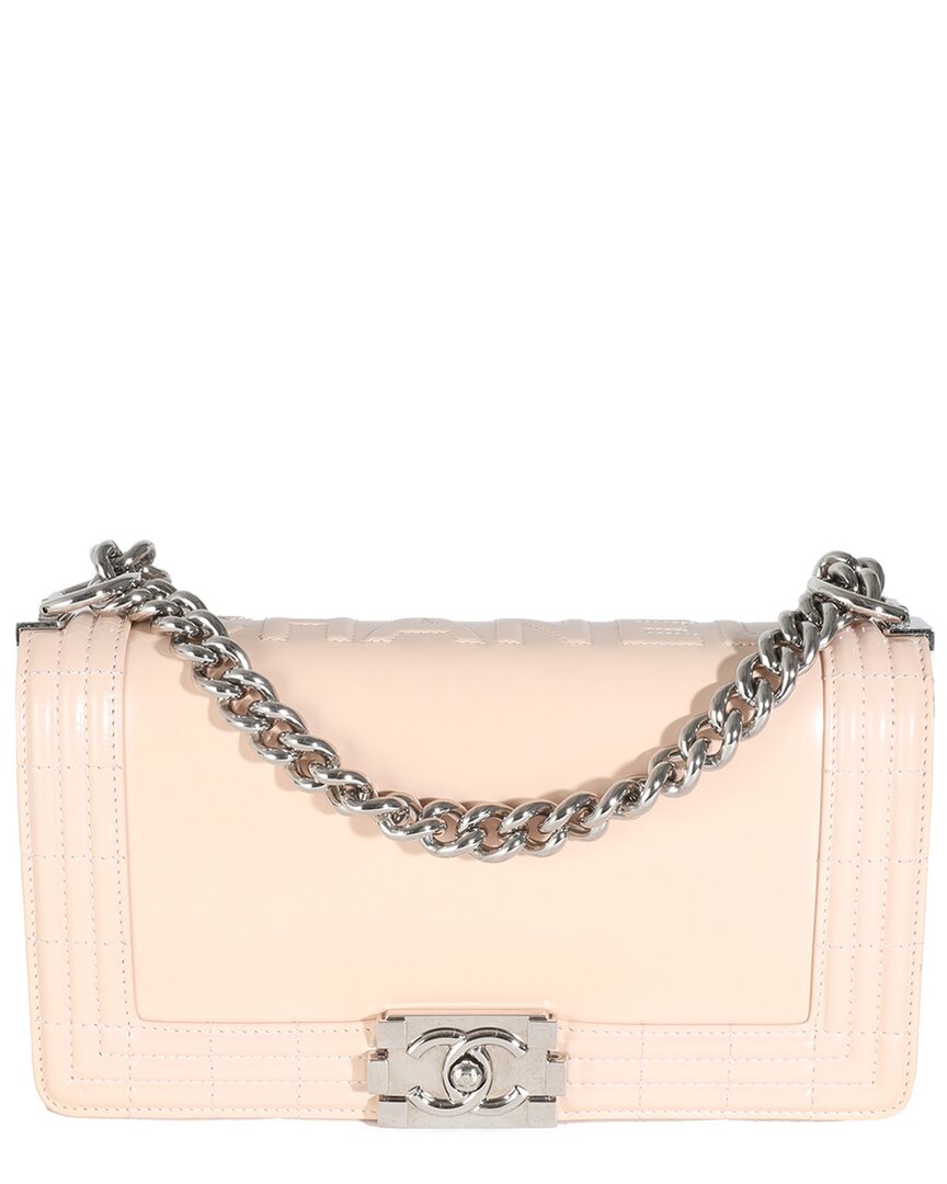 Pre-owned Chanel Beige Leather Old Medium Boy Bag (authentic Pre-loved)
