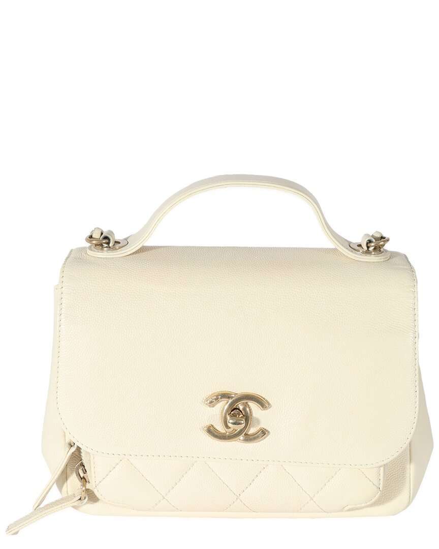 Pre-owned Chanel White Caviar Mini Business Affinity Flap Handbag (authentic Pre-loved)