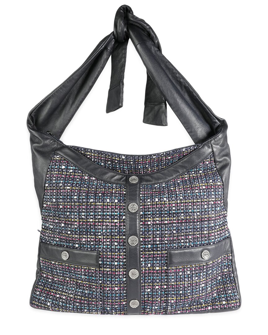 Pre-owned Chanel Blue Multicolor Tweed Girl Bag (authentic Pre-loved)