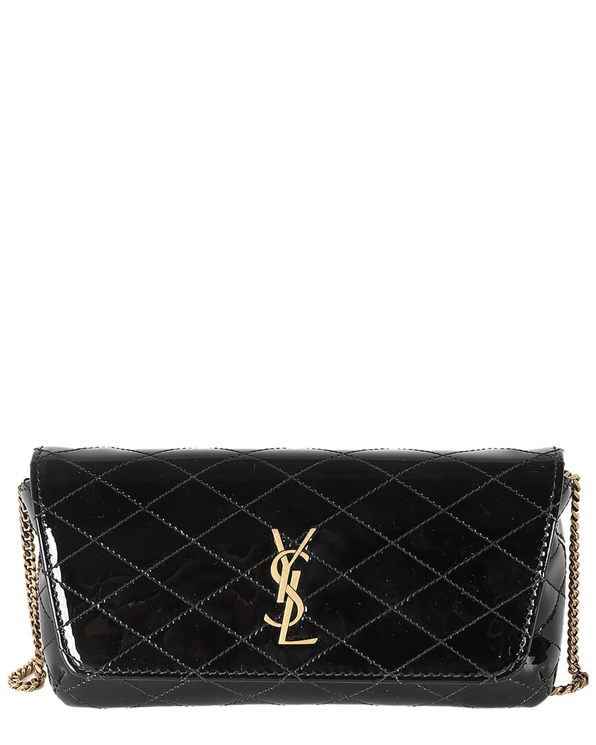 Saint Laurent Black Patent Leather Gaby Chain Phone Holder (authentic Pre-  Loved)