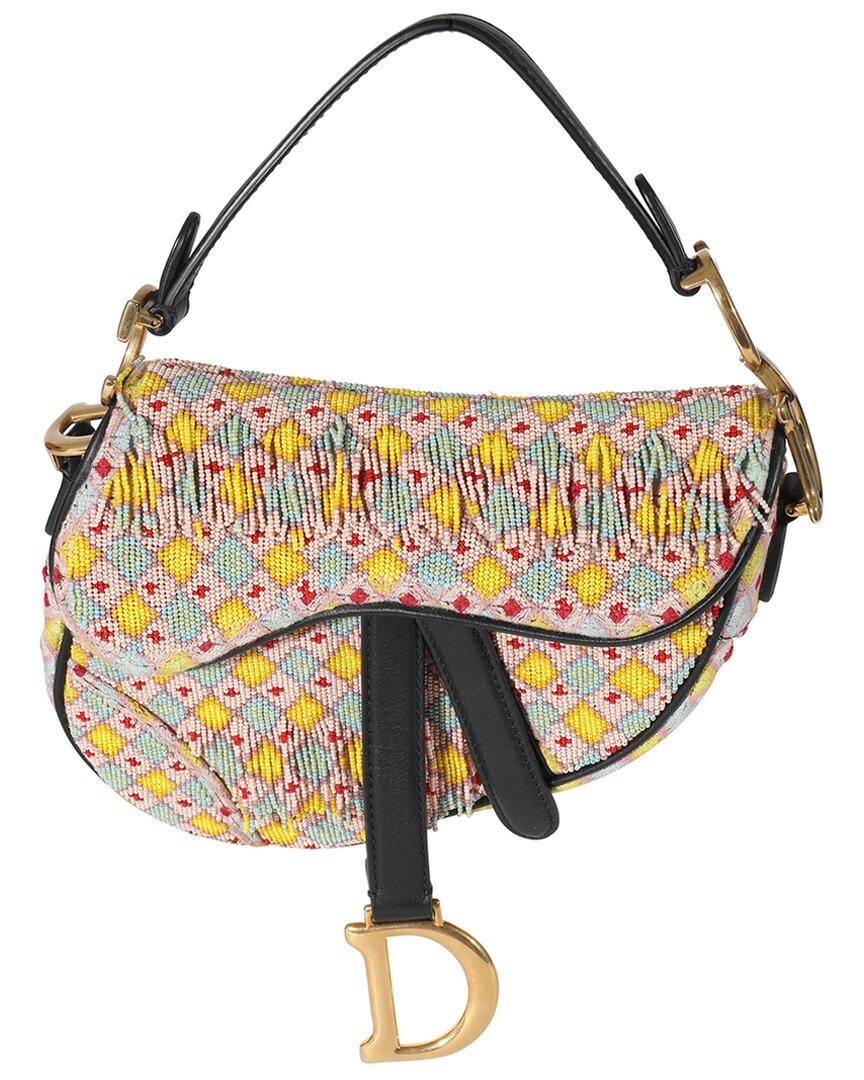 Dior Multicolor Beaded Tassel Micro Saddle Bag (authentic Pre-loved)
