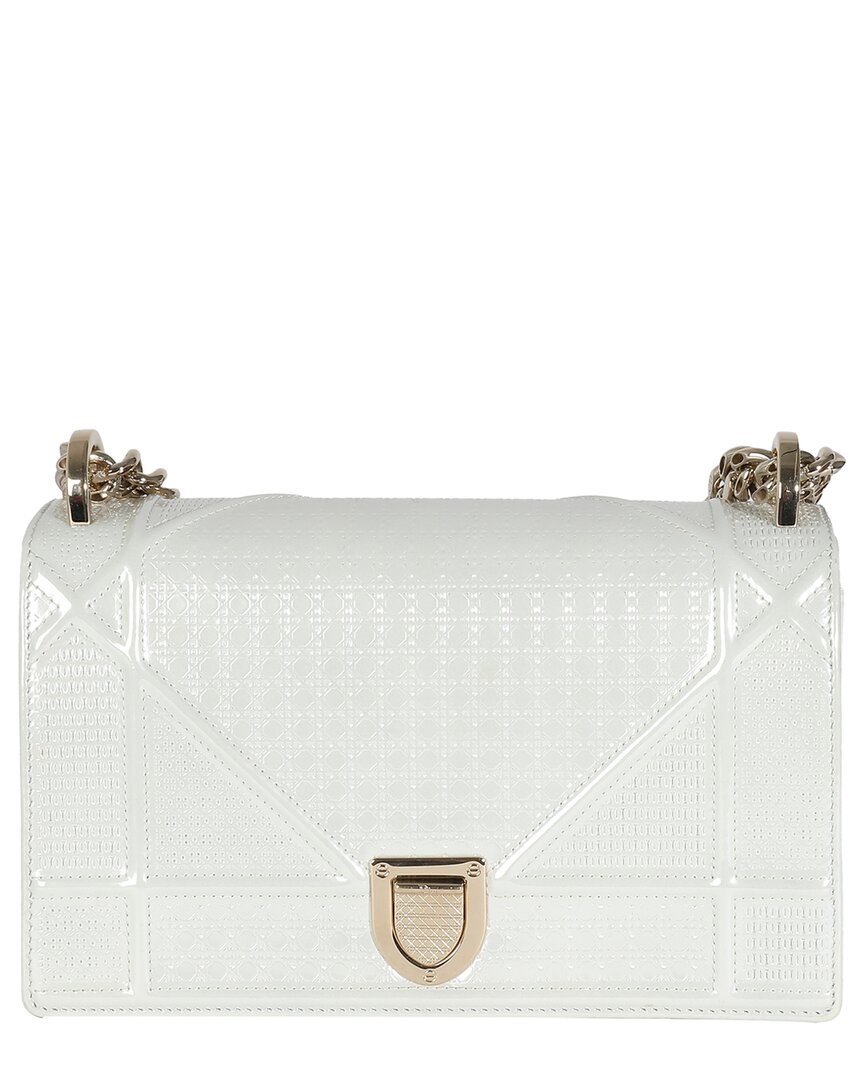 Dior White Leather Small Ama Flap Bag (authentic Pre-loved)