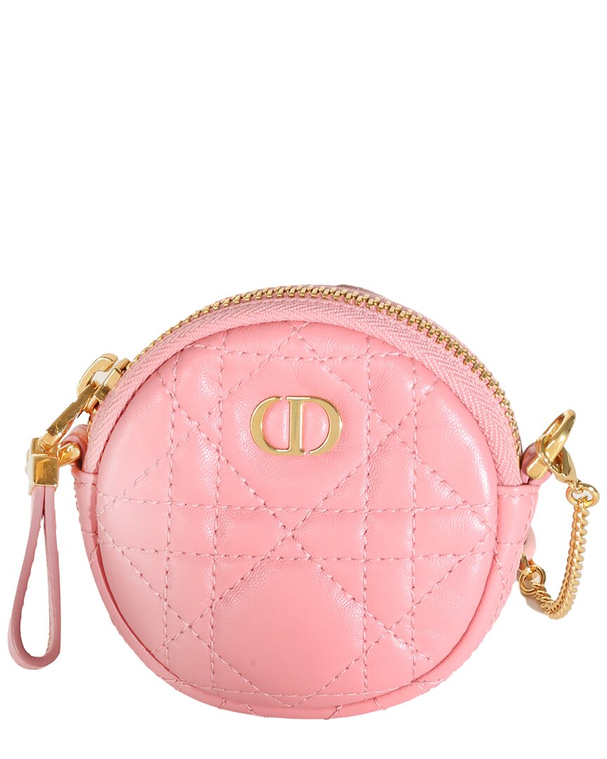 Dior Pink Leather Mini Round Caro Chain Pouch (authentic Pre-loved)