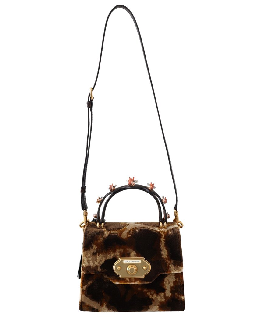 Dolce & Gabbana Welcome Giraffe Pattern Crossbody In Brown