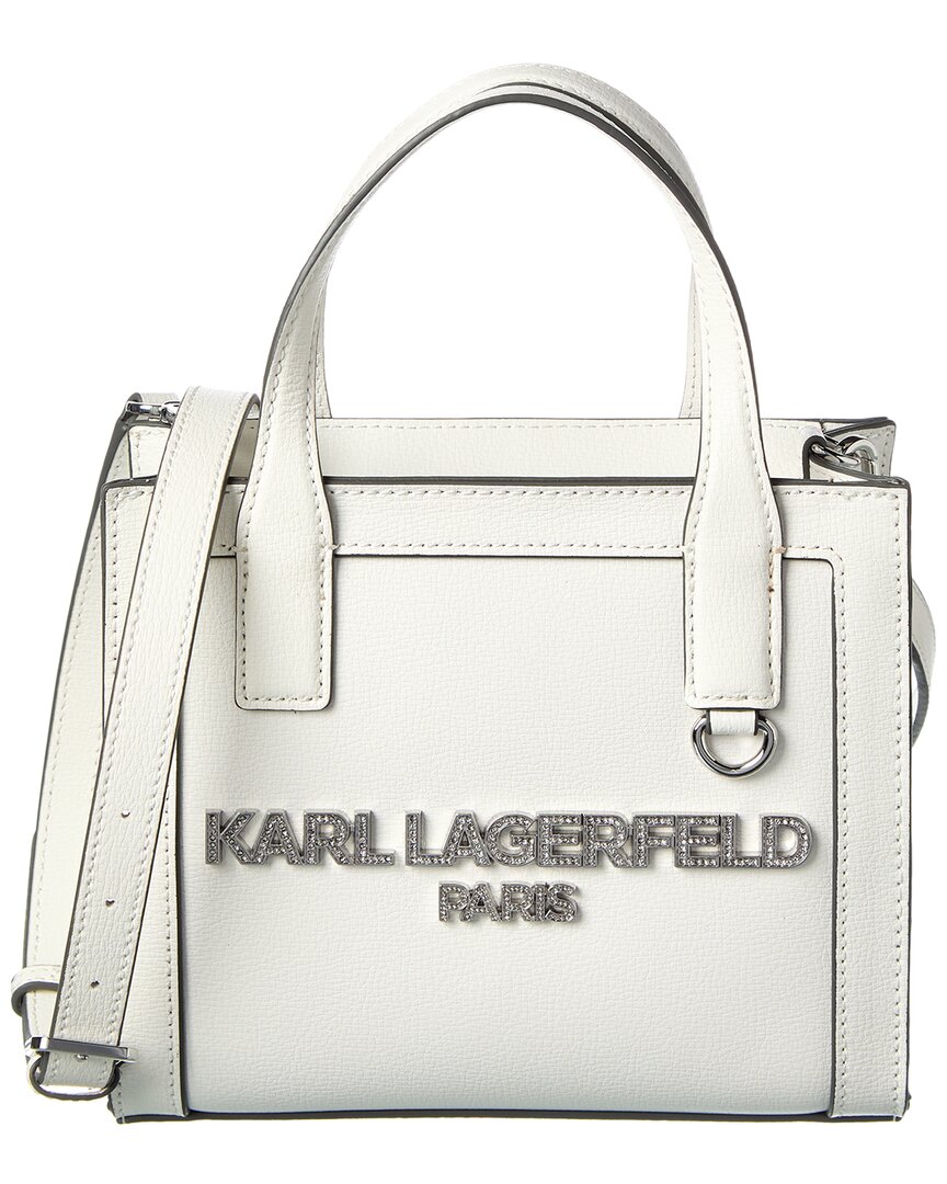 Karl Lagerfeld Nouveau Small Leather Tote In White