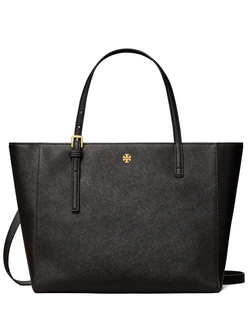Tory Burch Emerson Small Leather Tote In Black