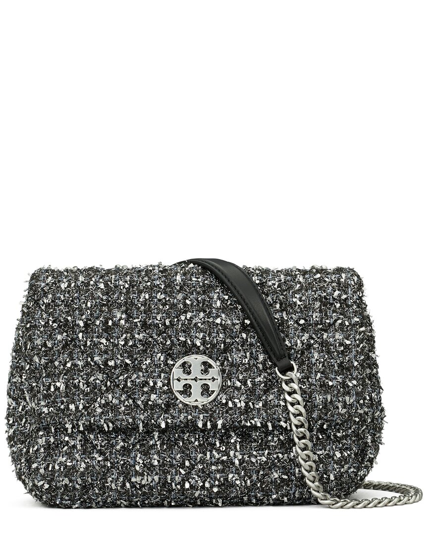 Tory Burch Willa Metallic Tweed Small Shoulder Bag In Black