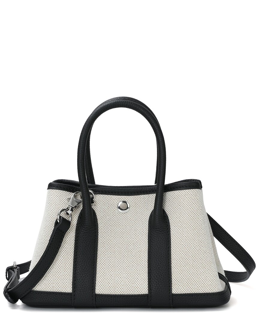 Tiffany & Fred Paris Canvas & Leather Satchel In Black
