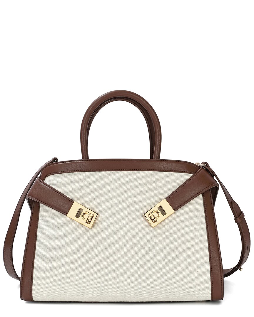 Tiffany & Fred Paris Canvas & Leather Satchel In Brown