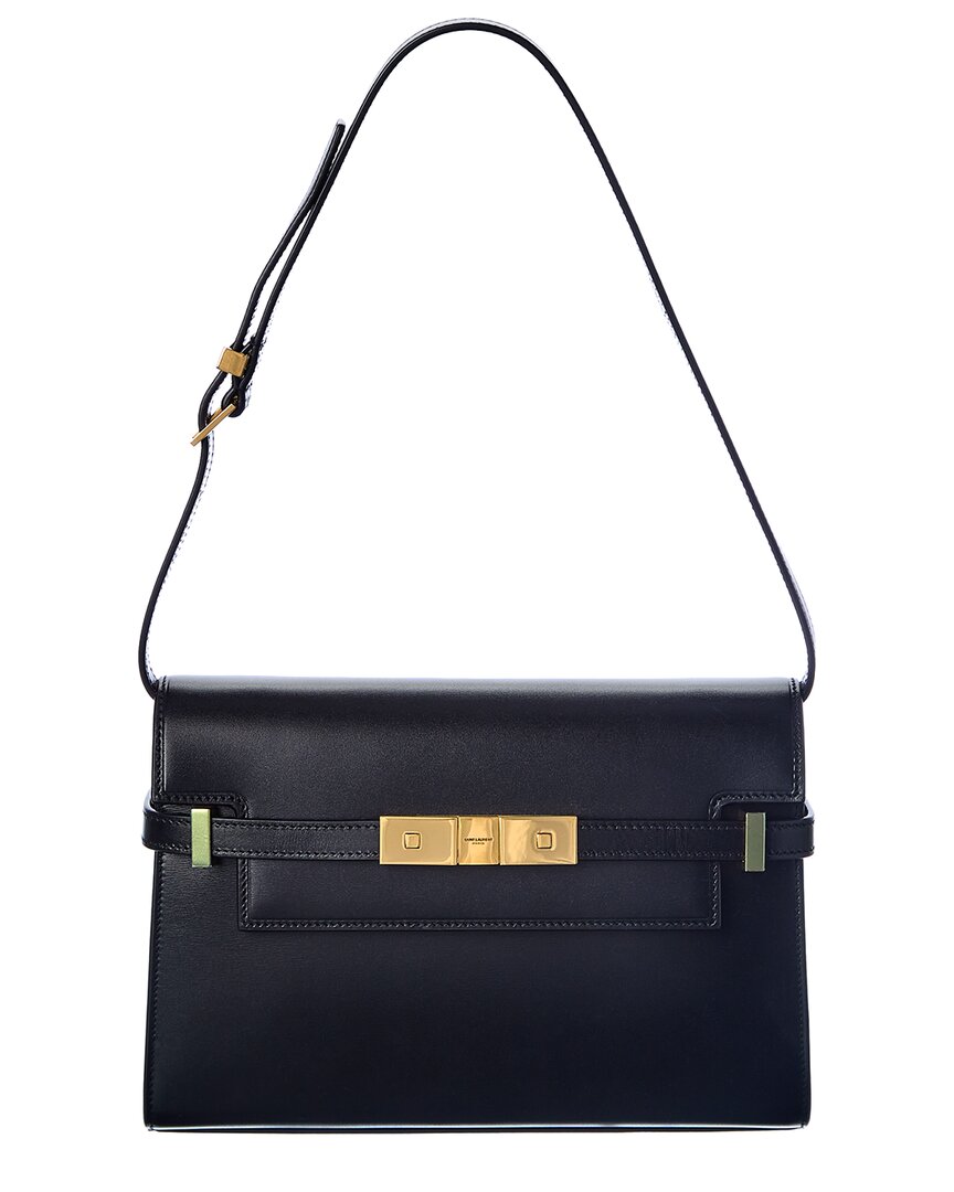 Saint Laurent Manhattan Small Leather Shoulder Bag In Black
