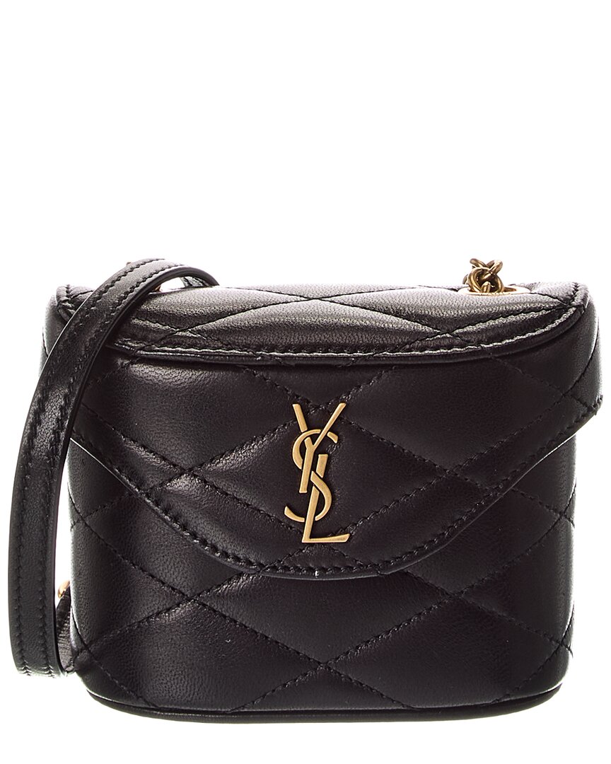 Saint Laurent June Micro Box Leather Shoulder Bag In Black
