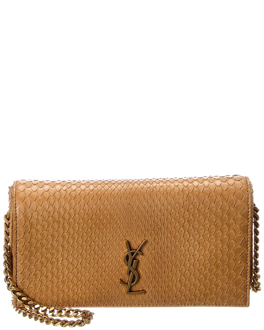Saint Laurent Kate Mini Python Shoulder Bag In Brown