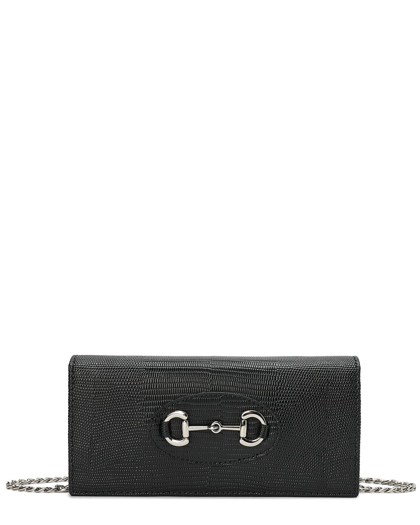 Tiffany & Fred Paris Quilted Lizard-embossed Leather Crossbody