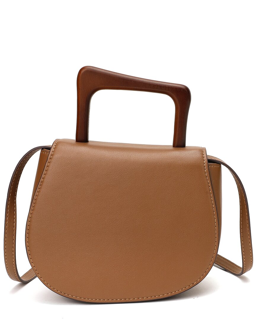 Tiffany & Fred Paris Leather Top Wooden Handle Satchel