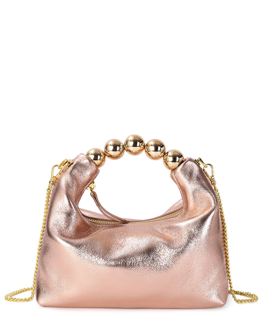 Tiffany & Fred Paris Smooth Metallic Leather Top-handle Crossbody