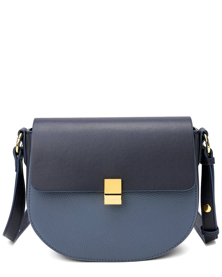 Tiffany & Fred Paris Croc Embossed Leather Messenger Bag