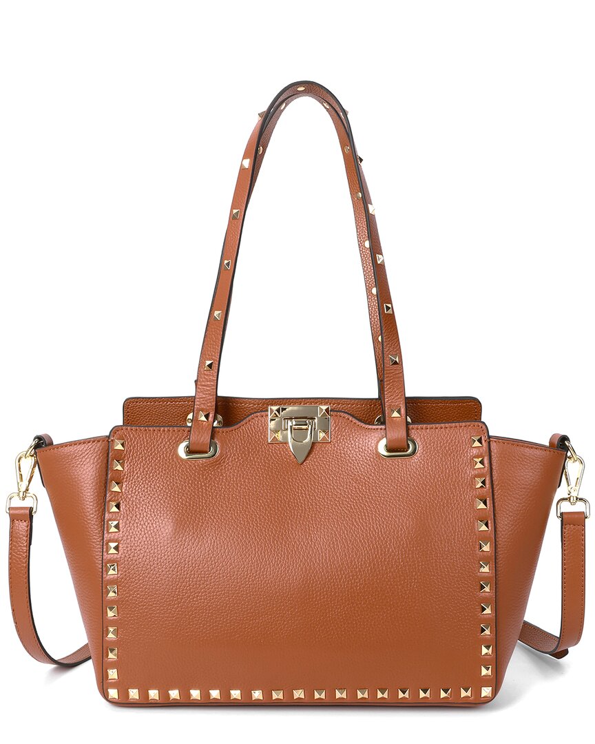 Tiffany & Fred Paris Studded Grained Leather Tote
