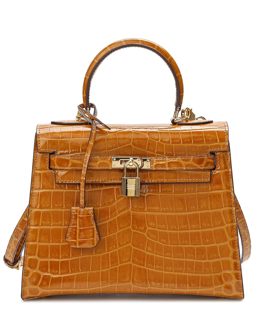 Tiffany & Fred Paris Alligator-embossed Leather Satchel