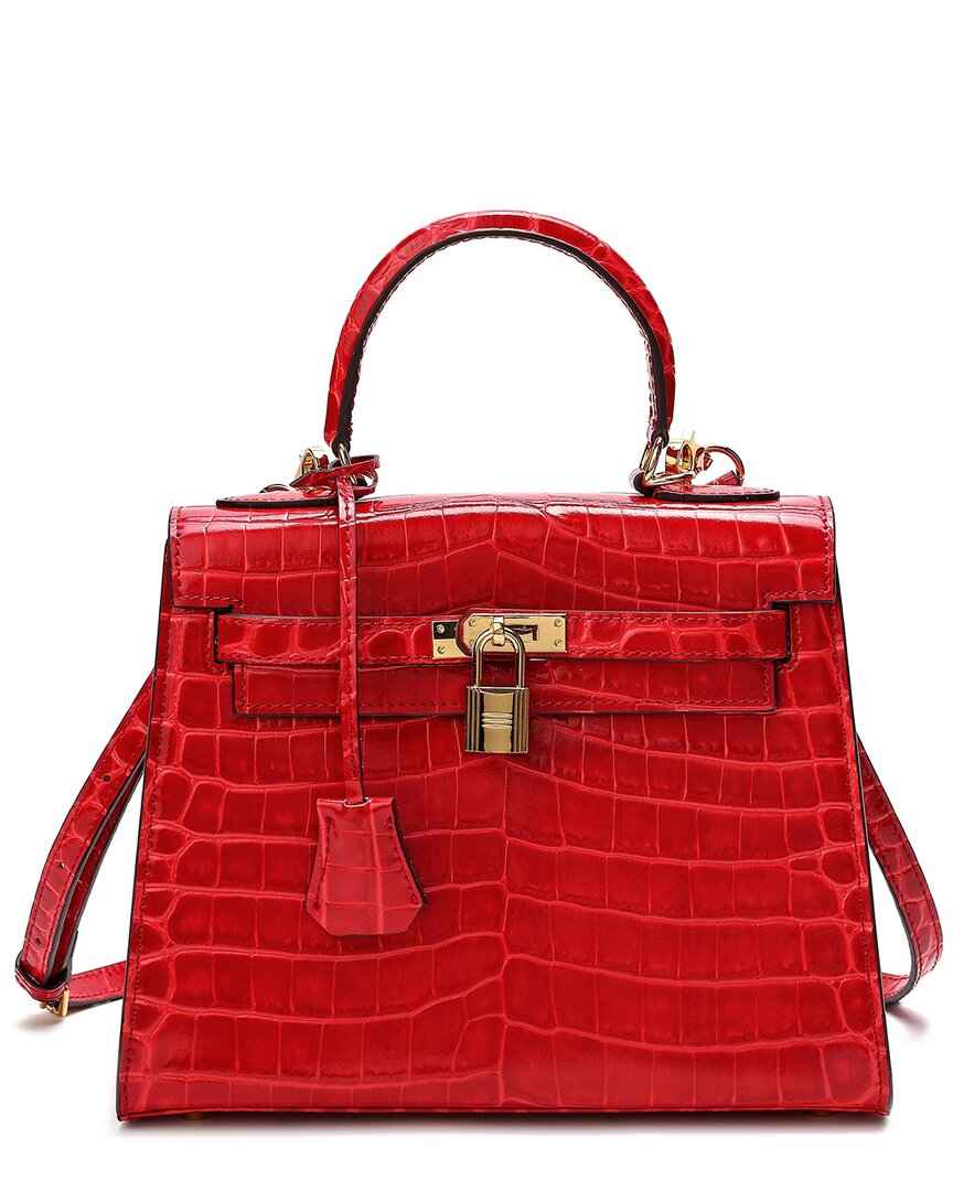 Tiffany & Fred Paris Alligator-embossed Leather Satchel