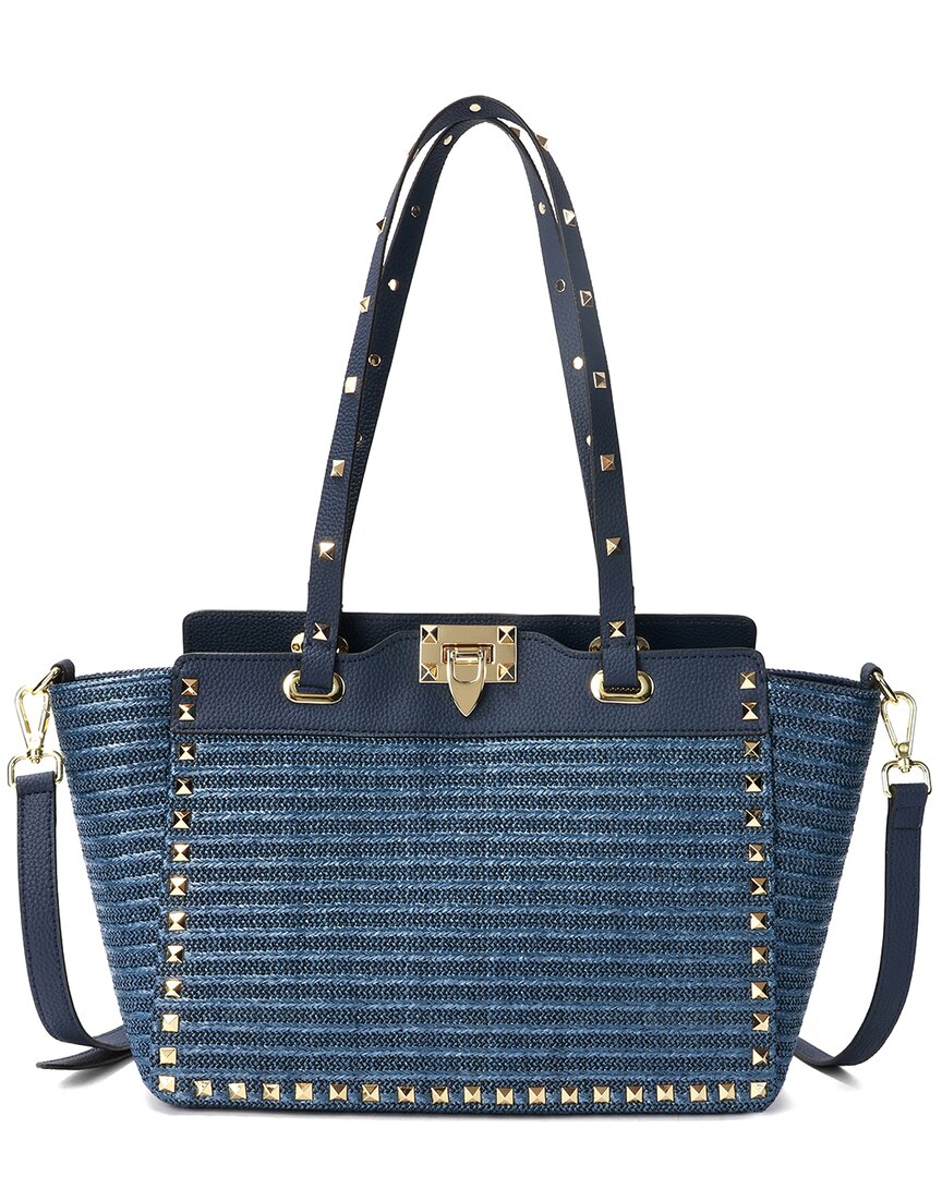 Tiffany & Fred Paris Raffia & Leather Tote