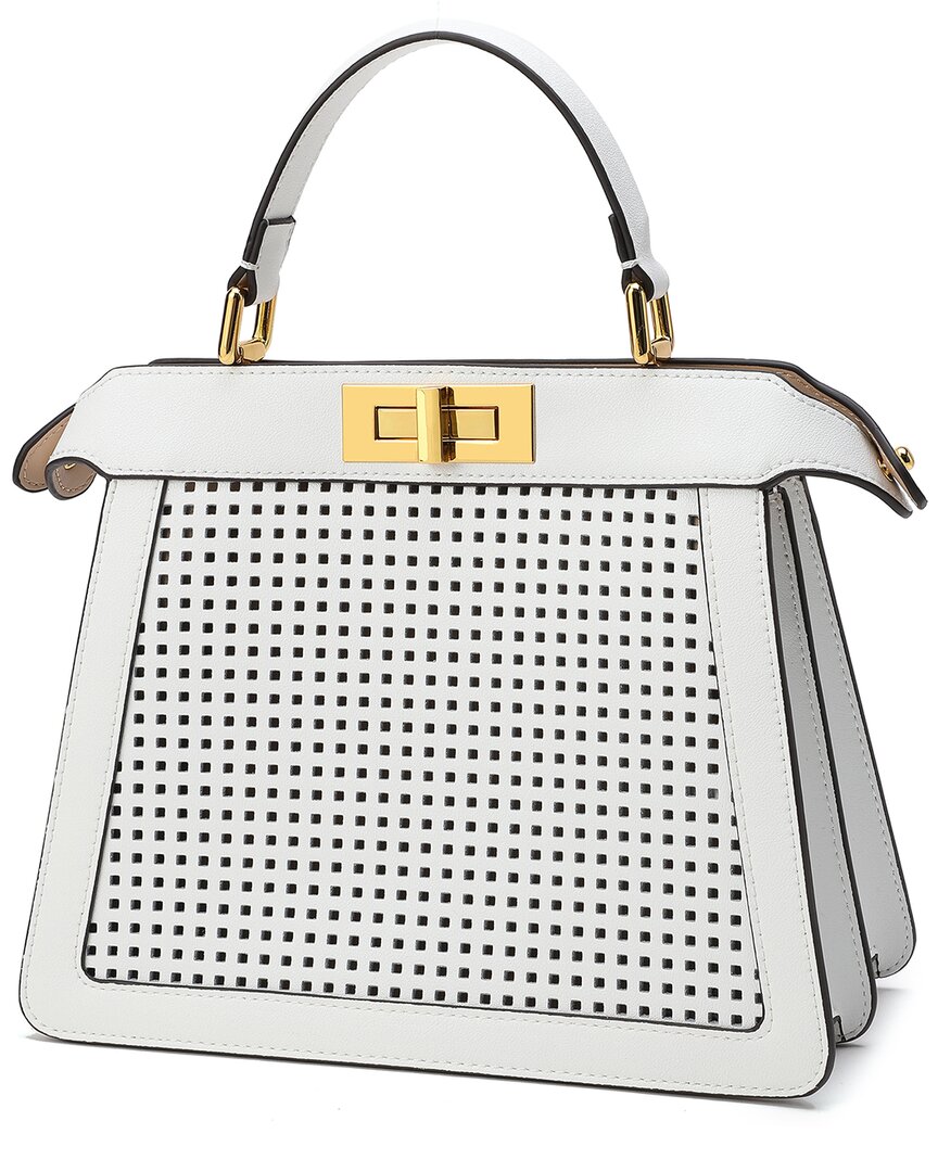 Tiffany & Fred Paris Alligator-embossed Perforated Leather Top Handle Satchel
