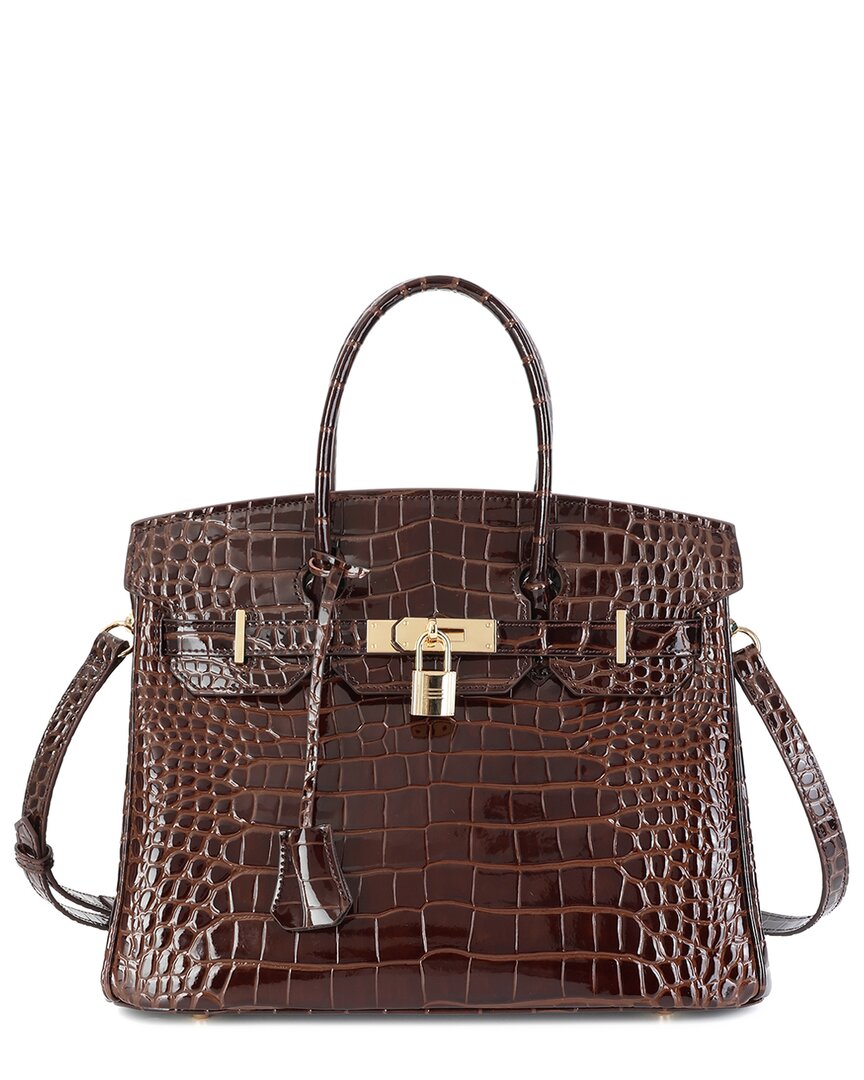 Tiffany & Fred Paris Large Croc-embossed Leather Satchel