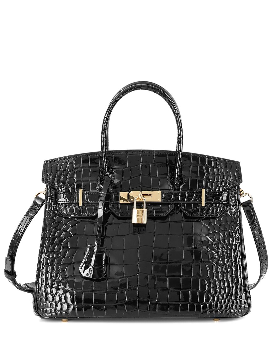 Tiffany & Fred Paris Large Croc-embossed Leather Satchel