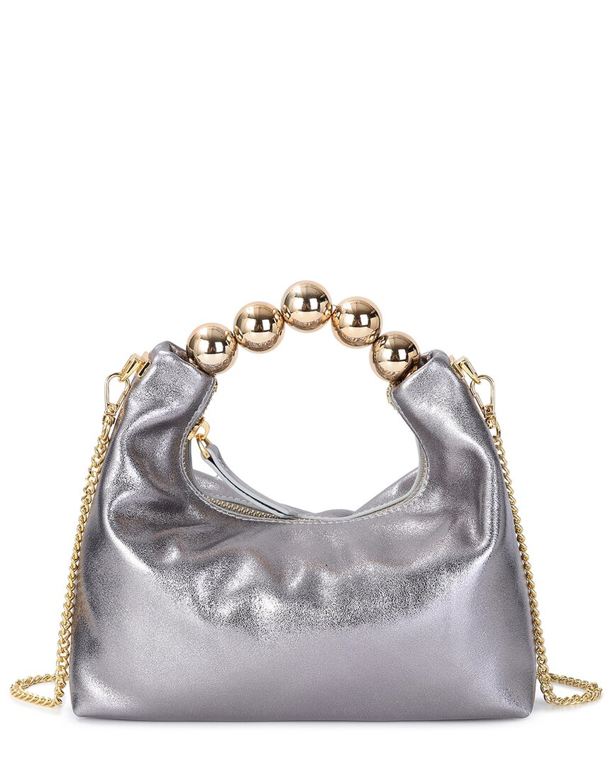 Tiffany & Fred Paris Smooth Metallic Leather Top-handle Crossbody
