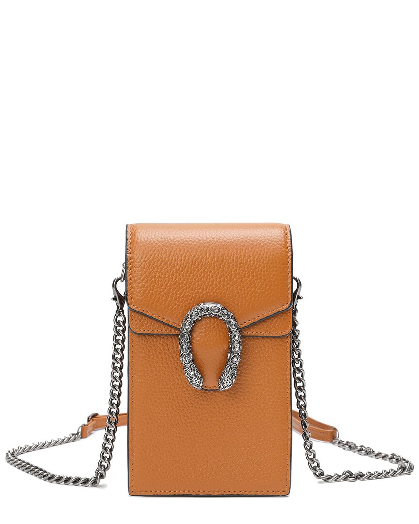 Tiffany & Fred Paris Full-grain Leather Crossbody In Orange